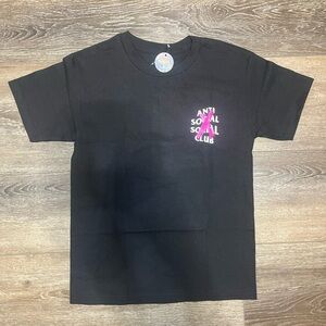 Anti social social club pink and black tee